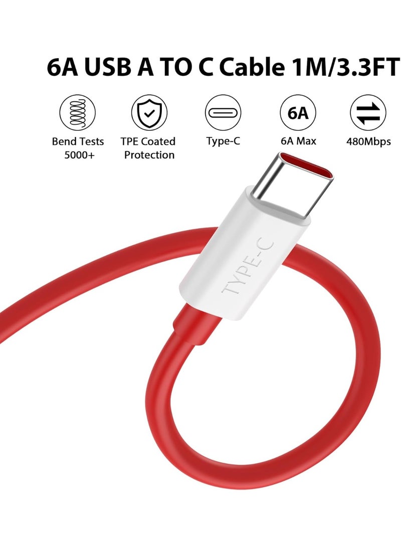 100W Supervooc Warp Charger Power Adapter for Oppo Reno 15/14/13/12/11/10/9/8 A79/A78/A77/A58/A57/A56/A55 and Realme Smart Phone/Oneplus 15/14/13/12/11/10/9/Ace 6/Ace 5/Ace 4/Nord 300, Fast Wall Charger Adapter with 3.3ft USB C Cable - Image 2